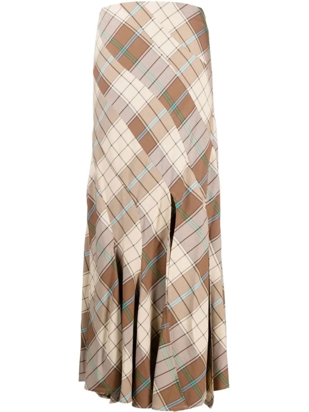 Women’s Plaid Maxi Skirt - Beige Brown